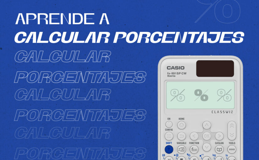magen con una calculadora Casio y el texto 'Cómo calcular porcentajes con la calculadora', ideal para aprender a hacer cálculos de porcentajes fácilmente